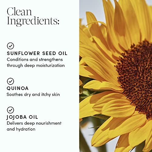 List of clean ingredients with sunflower image.